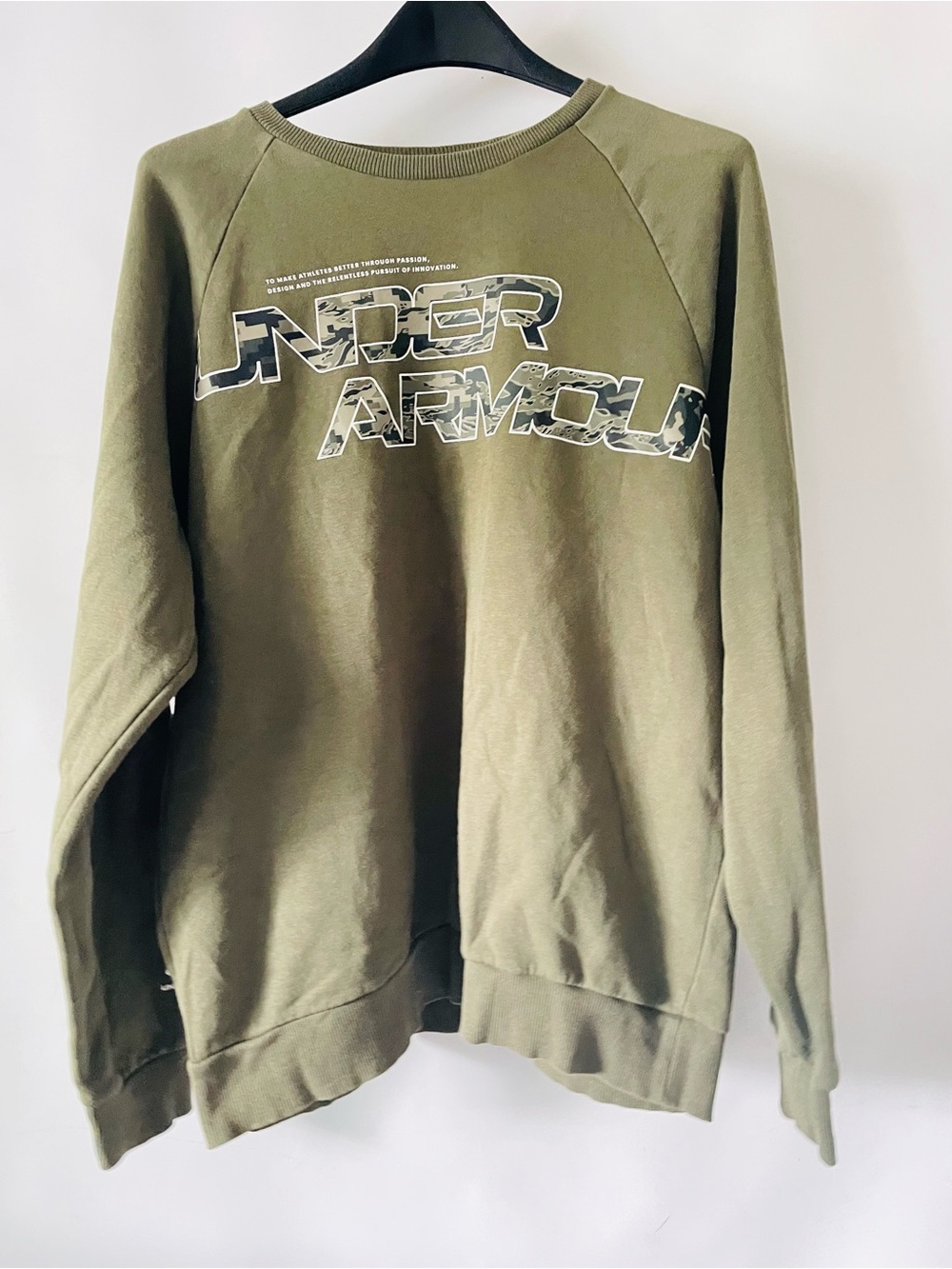 Under Armour Olive Green Crewneck Sweatshirt with Camo Logo